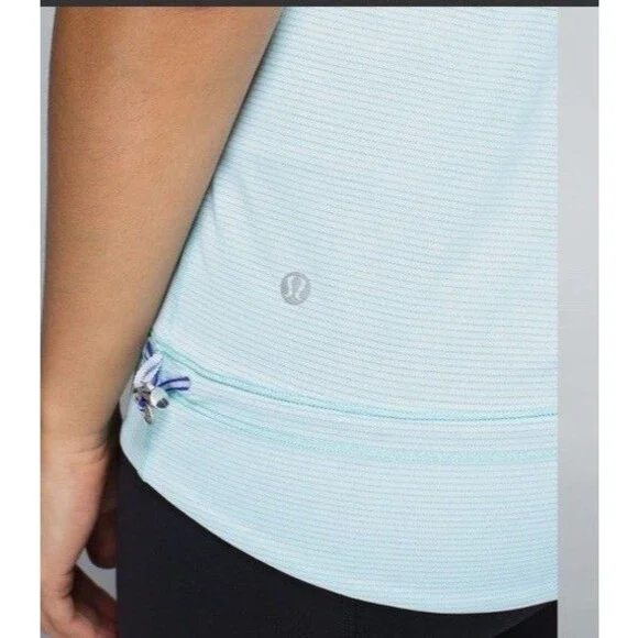 Lululemon Rest Less TankHeathered Aquamarine / Groovy Stripe Cadet Blue W1D64S - Picture 5 of 11